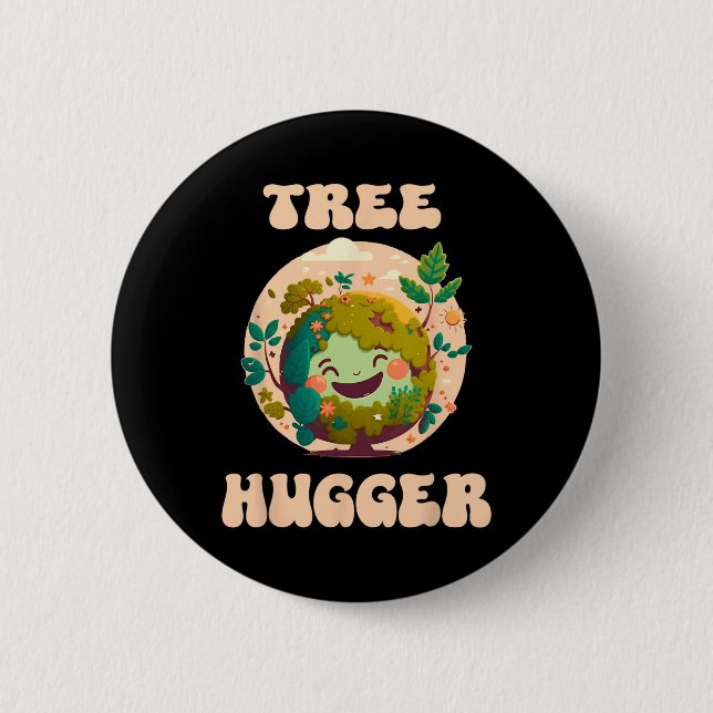 Baum Hugger Vintag Retro Natur Umweltohr Button (Vorderseite)