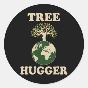 Baum Hugger Vintag Retro Natur Umweltohr Runder Aufkleber