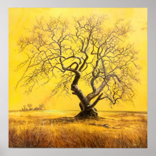 Baum im goldenen Licht Poster