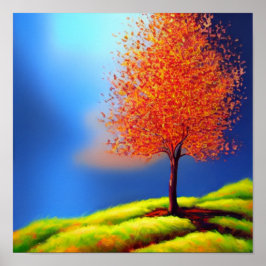 Baum im Herbst auf einem Hillside Poster