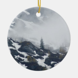 Baum im Nebel Keramik Ornament