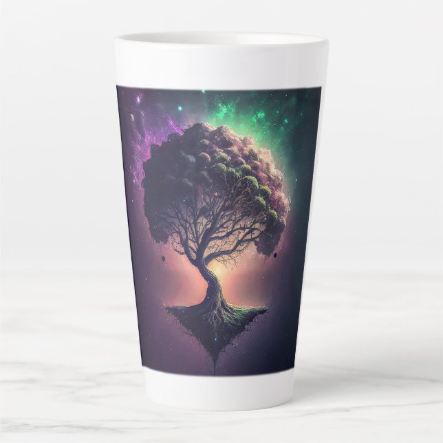 Baum im Weltraum Latte-Tasse Milchtasse (Vorderseite)