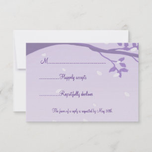 Baum in Silhouette Lila Hochzeit RSVP Karte