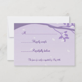 Baum in Silhouette Lila Hochzeit RSVP Karte
