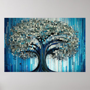 Baum Landschaft Art Deco Paint Mosaik Poster