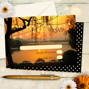 Baum Lichterkette Sonnenuntergang Hochzeit RSVP Ka Karte