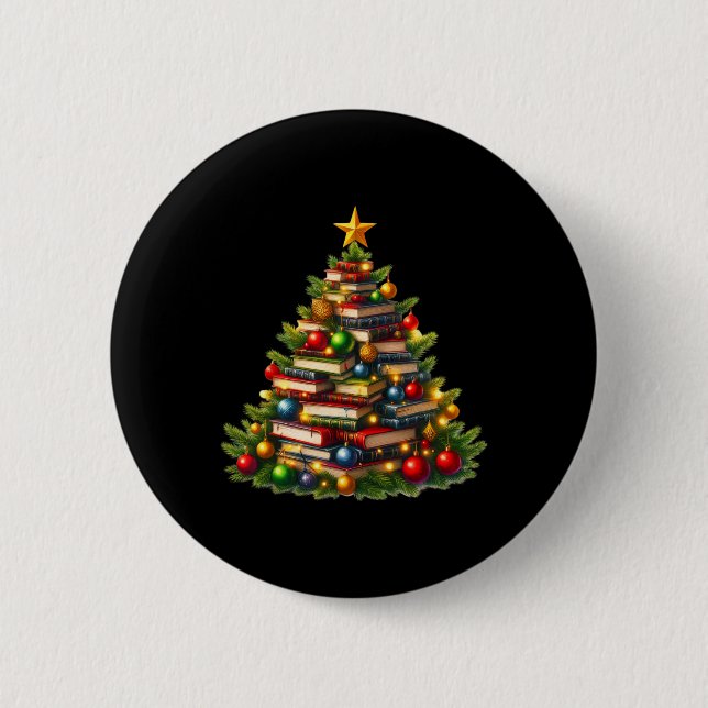 Baum liebt Lesen Bücher Bibliothekar Männer Frauen Button (Vorderseite)