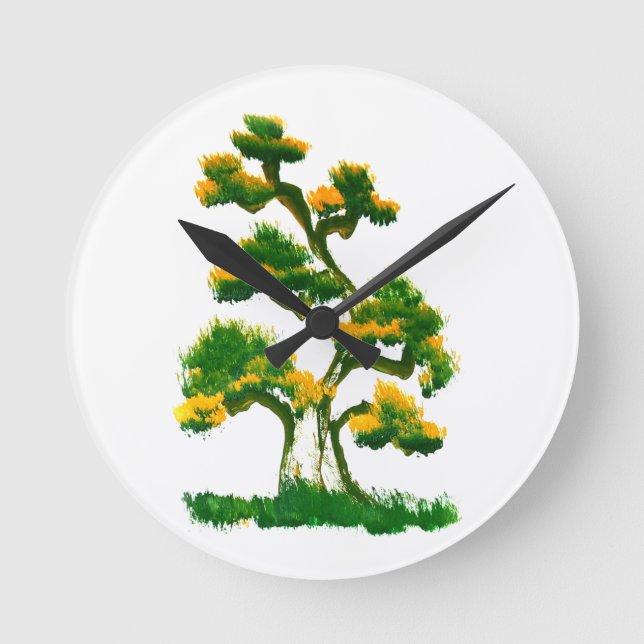 Baum-Malerei vom Elefanten Runde Wanduhr (Vorderseite)