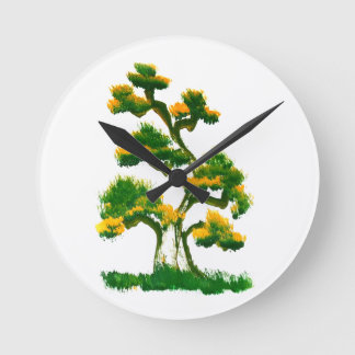 Baum-Malerei vom Elefanten Runde Wanduhr