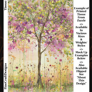 Baum mit floralen Stickereibesätzen EE5R Decoupage Seidenpapier