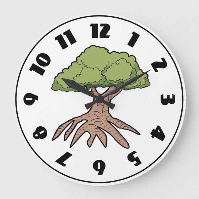 Baum mit langer Wurzel-Uhr Große Wanduhr (Vorderseite)