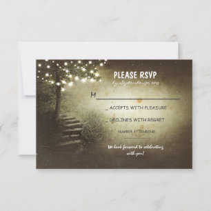 Baum mit Lichterkette rustikale Hochzeits-RSVP-Kar RSVP Karte