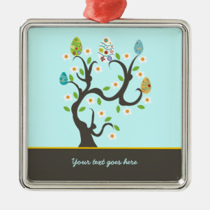 Baum mit Ostereiern und Blume, maßgeschneidert Ornament Aus Metall