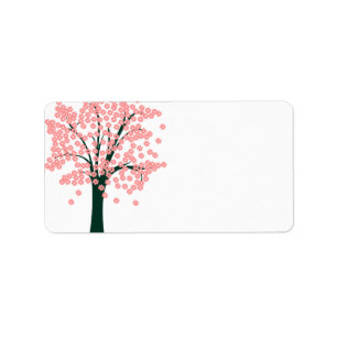 Baum mit rosa Blumen-Aufkleber Adressaufkleber