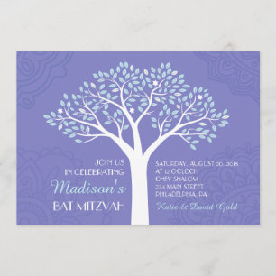 BAUM MIT STARS Bat Mitzvah Einladung
