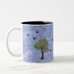 Baum mit Vögeln Zweifarbige Tasse