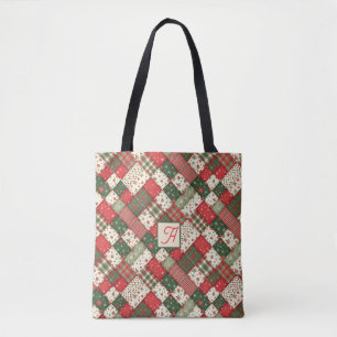 Baum-Muster-Weihnachten Patchwork grün rot Name