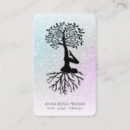 *~* Baum Pastel QR Zen Glitzer Yoga Visitenkarte