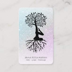 *~* Baum Pastel QR Zen Glitzer Yoga Visitenkarte