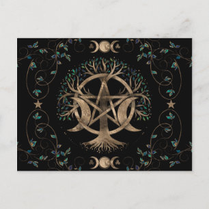 Baum Pentagram Mond Ornament Postkarte