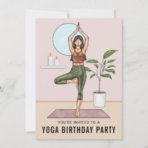 Baum-Pose-Workout-Frau-Yoga-Geburtstagsfeier Einladung