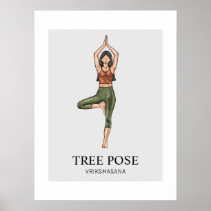 Baum-Pose Yoga Stretching Balance Workout Frau Poster
