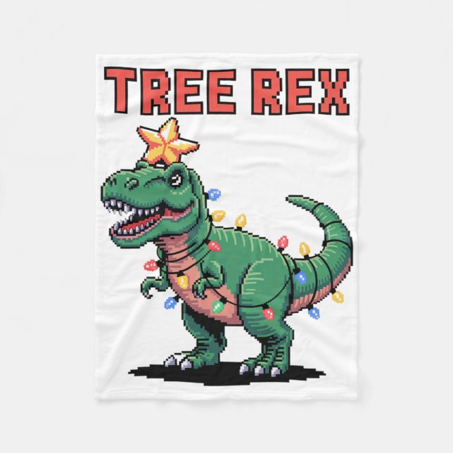 Baum Rex hässlicher Weihnachtspullover Dinosaurier Fleecedecke (Vorderseite)