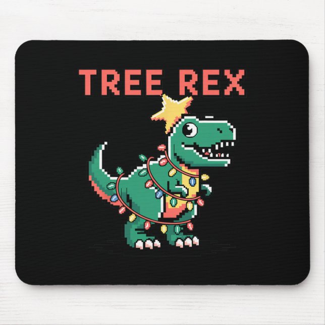Baum Rex hässlicher Weihnachtspullover Dinosaurier Mousepad (Vorne)