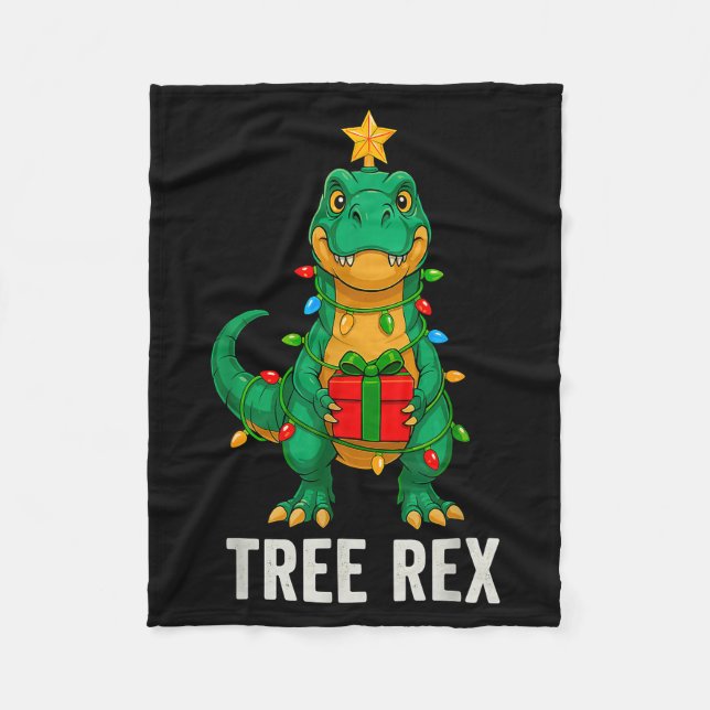 Baum Rex Lustiger Dinosaurier Weihnachten  Fleecedecke (Vorderseite)