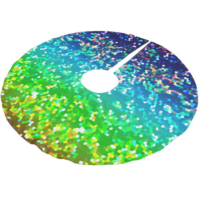 Baum-Rock-Glitzer-Grafik Polyester Weihnachtsbaumdecke (Schrägansicht)