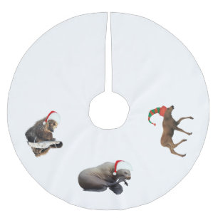 Baum-Rock w/seal, Bär und Elche Polyester Weihnachtsbaumdecke