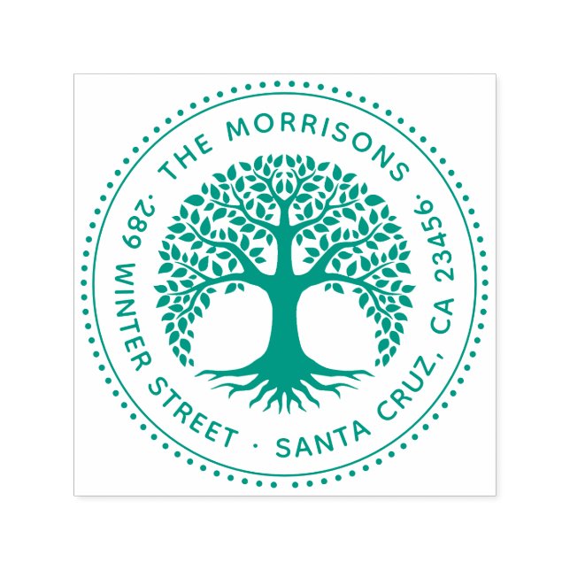 Baum Runde Familienname und Rücksendeadresse Permastempel (Design)
