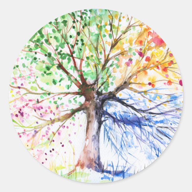 Baum Runder Aufkleber (Vorderseite)