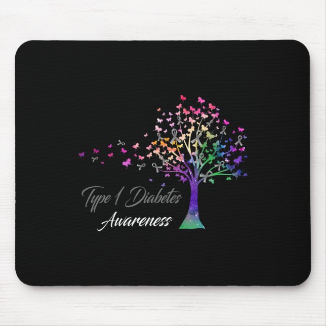 Baum-Schleife Typ-1-Diabetes-Bewusstsein Mousepad (Vorne)