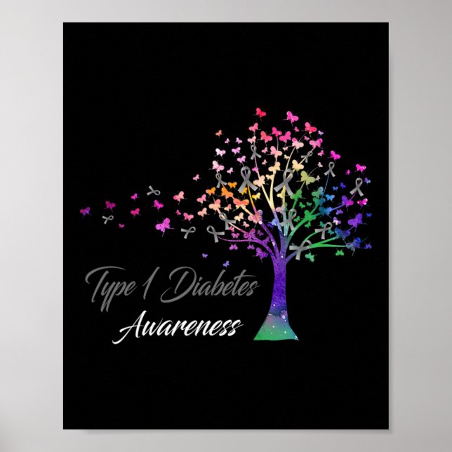 Baum-Schleife Typ-1-Diabetes-Bewusstsein Poster (Vorne)
