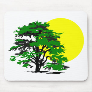 Baum-Silhouette-Einstellung Sun Mousepad