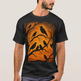 Baum-Silhouette mit Vögeln T-Shirt
