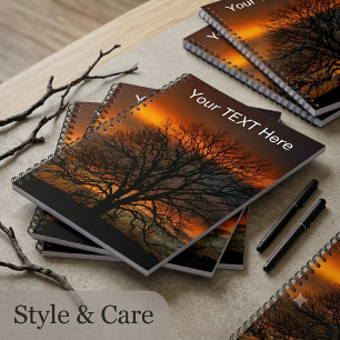 Baum-Silhouette-Sonnenuntergang-Einzigartiges Noti Notizblock