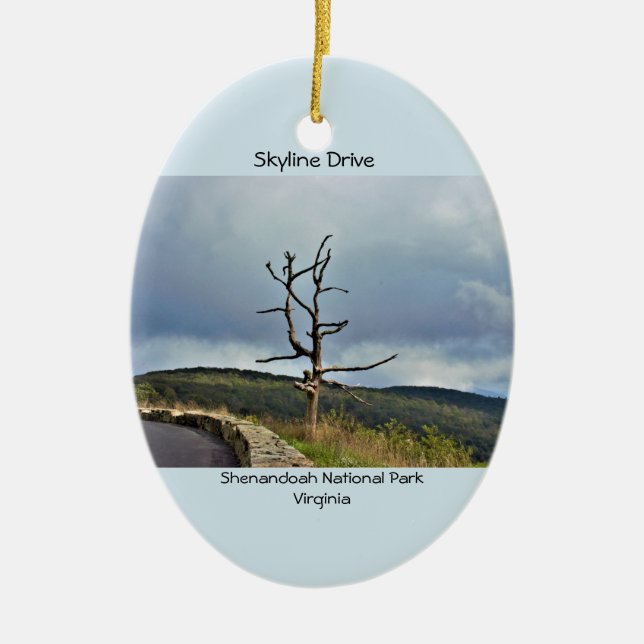 Baum-Skyline-Antrieb Keramik Ornament (Vorne)