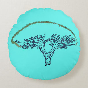 Baum, Socotra-Drachenbaum-Zeichenkissen Rundes Kissen