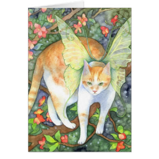 Baum-Tiger - Fantasie-feenhafte Katzen-Kunst-Karte