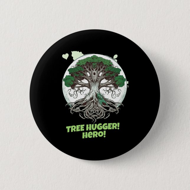 Baum-Umarmer-Held Öko T-Shirt  Button (Vorderseite)