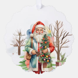 Baum umarmt Santa Paper Ornament Card