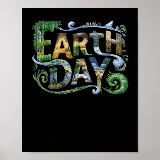 Baum und Amphe zum Schutz der Umwelt am Tag der Er Poster (Vorne)