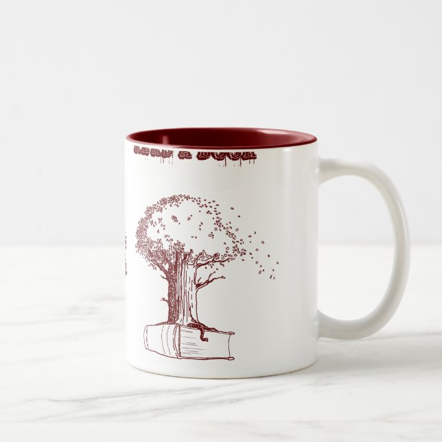 Baum und ein Buch Zweifarbige Tasse (Rechts)