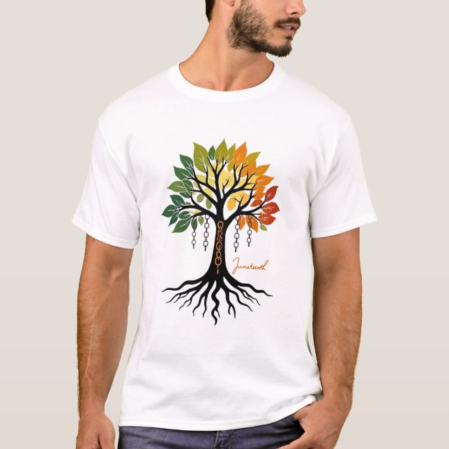 ๋ Baum und Ketten im Juneteenth. T-Shirt (Vorderseite)