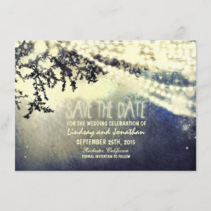 Baum und Lichter rustikal speichern Sie die Datums Save The Date