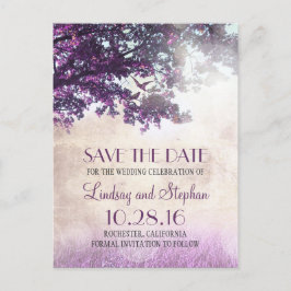 Baum und liebende Vögel rustikal Save the Date Vin Ankündigungspostkarte