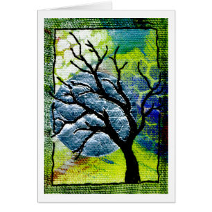 Baum-und Mond-Faser-Kunst