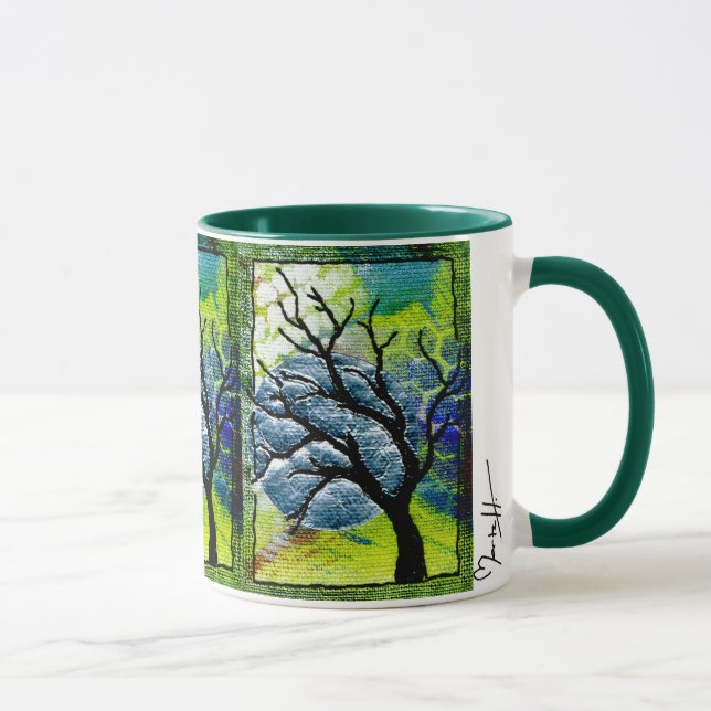 Baum-und Mond-Faser-Kunst Tasse (Rechts)